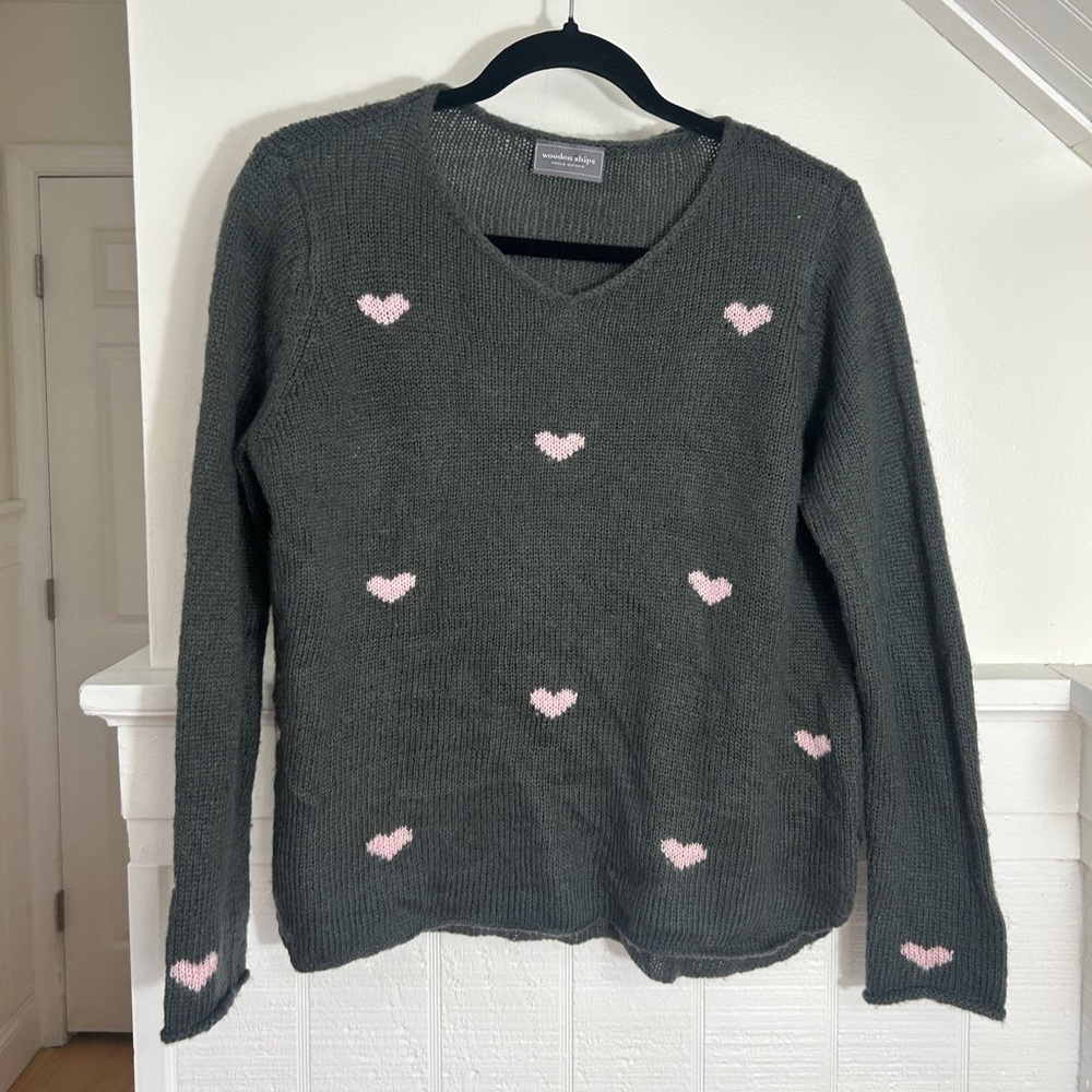 Wooden Ships Candy Hearts Wool Mohair Sweater size XS/S